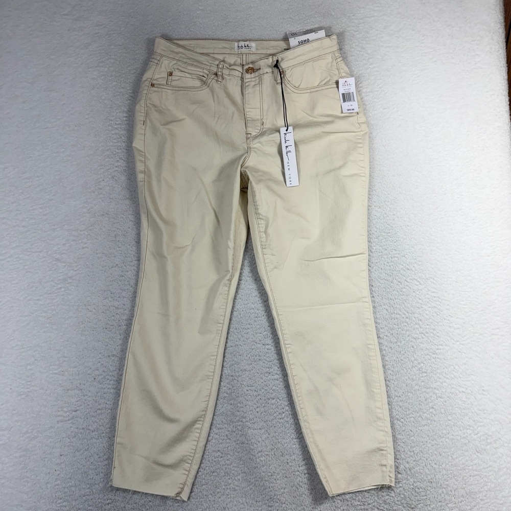 Nicole Miller SOHO High Rise Ankle Skinny Jeans 10 (33x26) Off White Stretch NWT